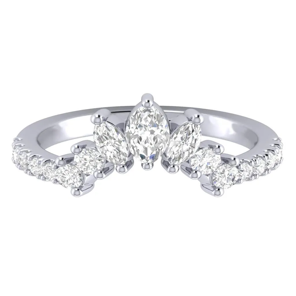 Costar 14K White Gold Curved Varied Shape Diamond Band R15123WB035