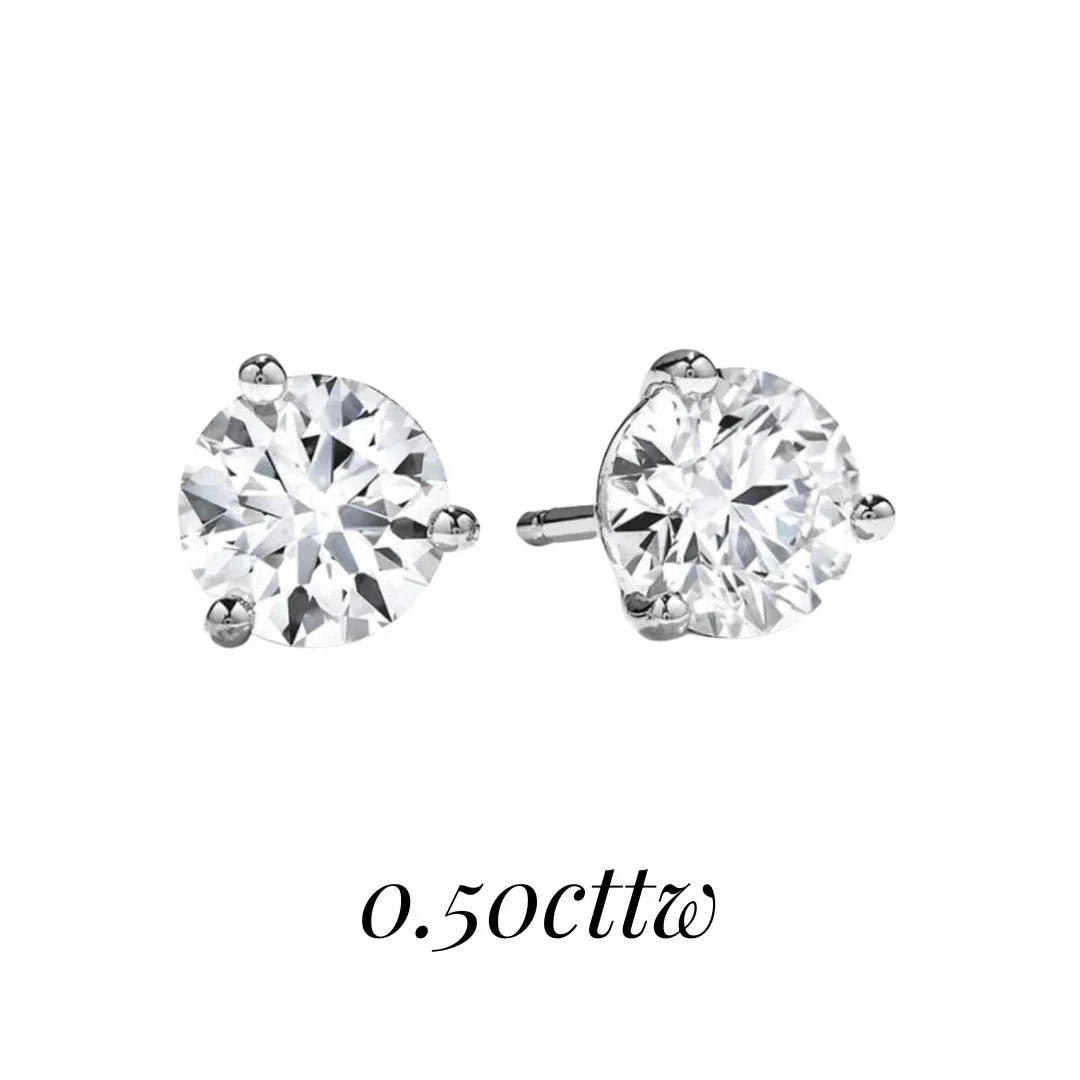 18K White Gold 0.56cttw J VS1 RBC Diamond Stud Earrings by HOF