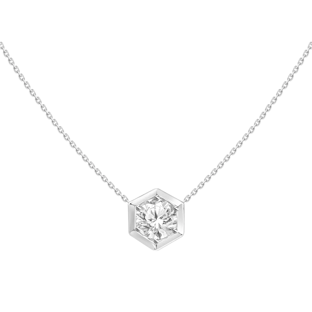 Lady's Hexagonal Solitaire Diamond Necklace