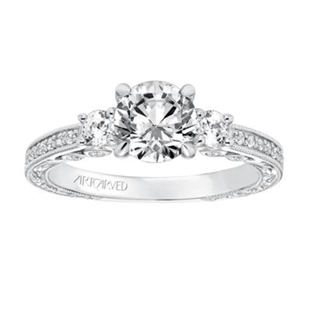 Artcarved 14K White Gold Diamond Semi-mount Ring Size 6.5