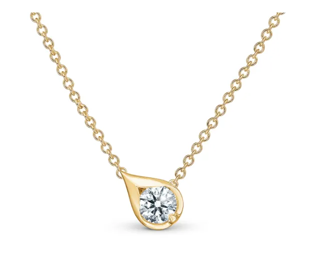 18K Yellow Gold 0.30ct VS I-J Diamond LU Droplet Pendant by Hearts on Fire
