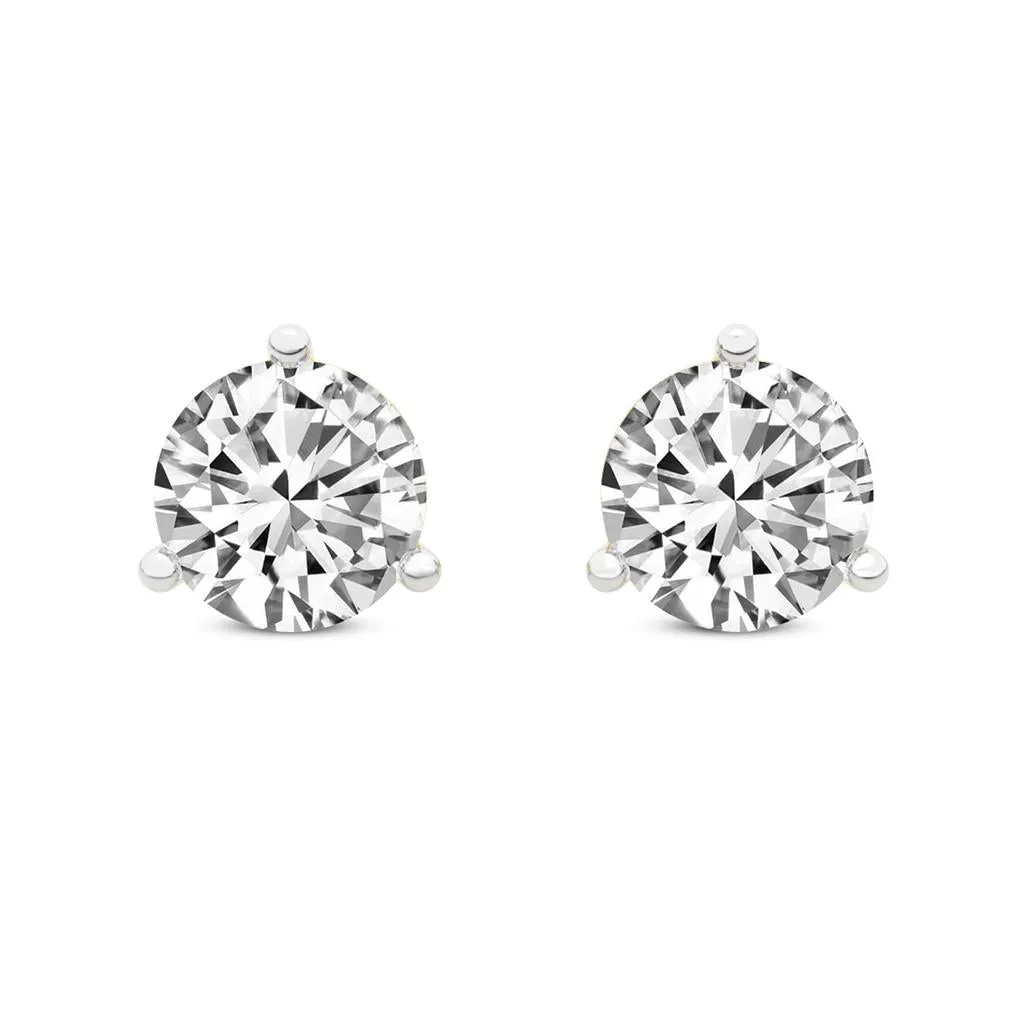 14K White Gold 3 Prong 2/3ctw Diamond Studs 2/3 Stud3