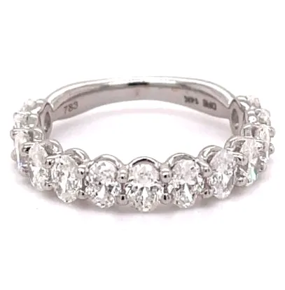 14K White Gold 2.00cttw VS2 G Halfway Oval Diamond Wedding Band by DFU