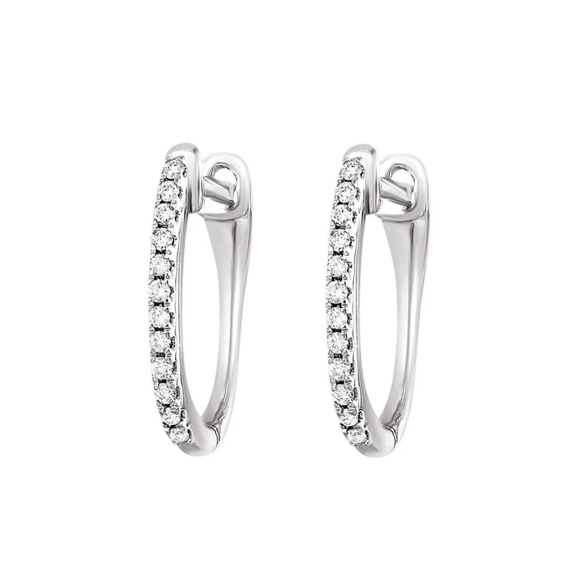 10K White Gold Diamond Huggie Earrings