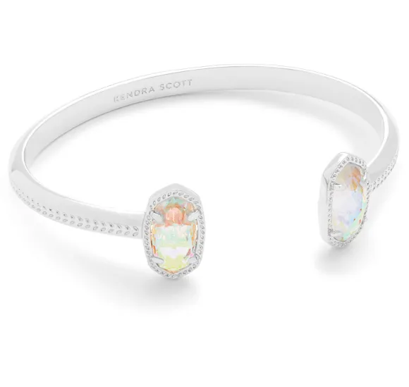 Elton Rhodium Dichroic Glass Cuff Bracelet by Kendra Scott