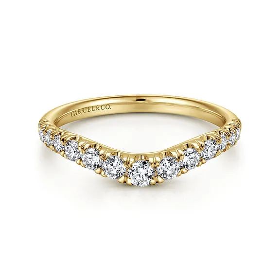Annecy - Curved-14K Yellow Gold Diamond Anniversary Band - 0.5 ct