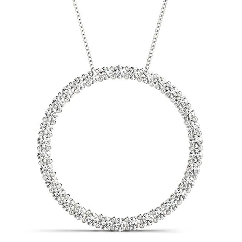 14K White Gold 1ctw Diamond Circle Necklace PCIRCLE-100-W