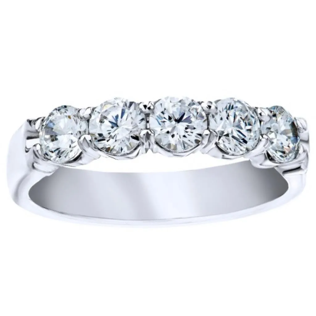 CW Signature 18K White Gold Five Stone Diamond Band R0388