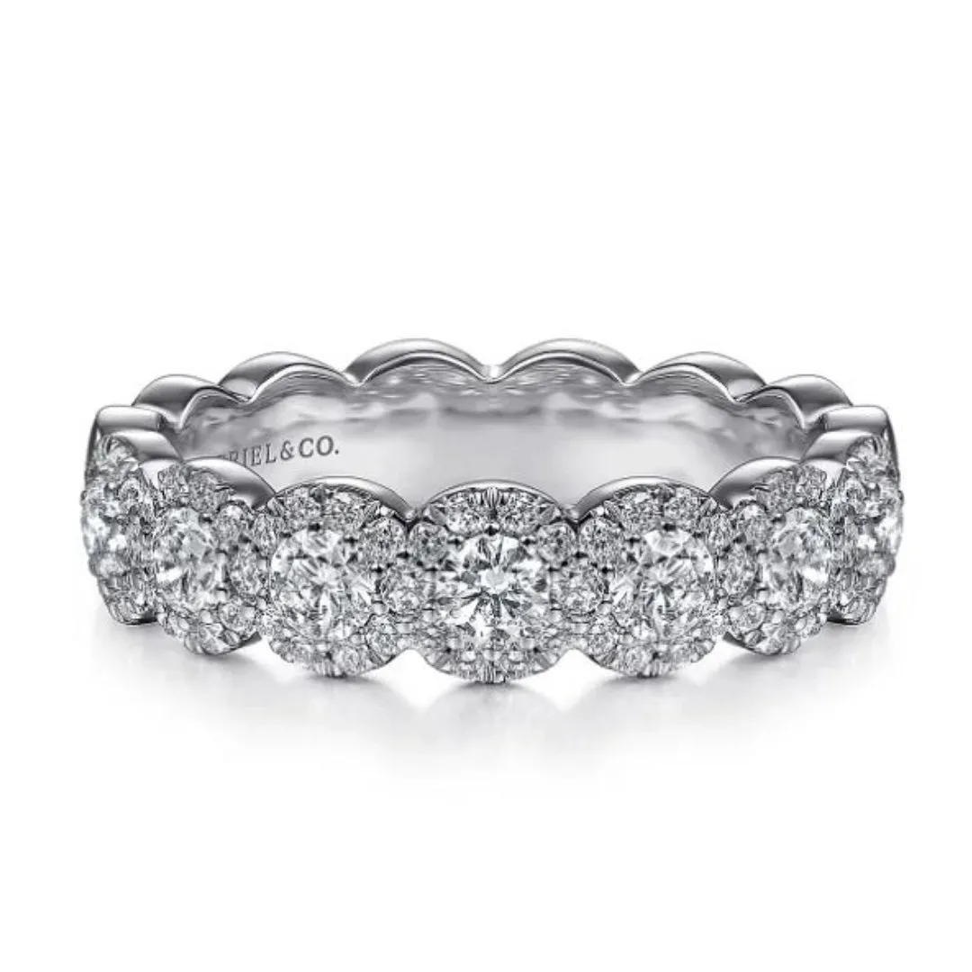 14K White Gold Diamond Halo Anniversary Band by Gabriel