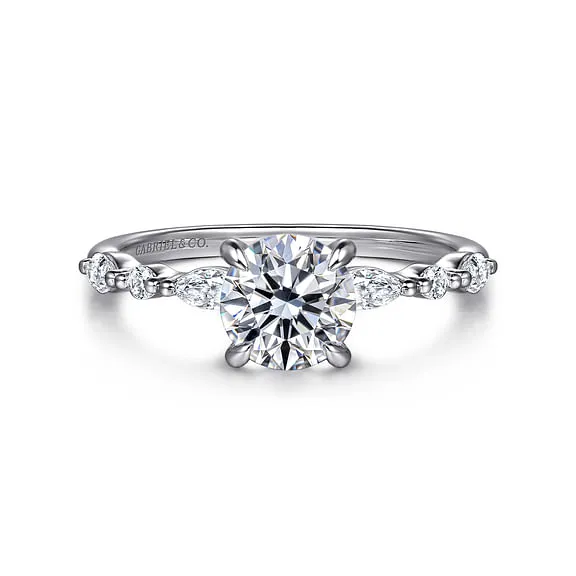 Perry - 14K White Gold Round Diamond Engagement Ring