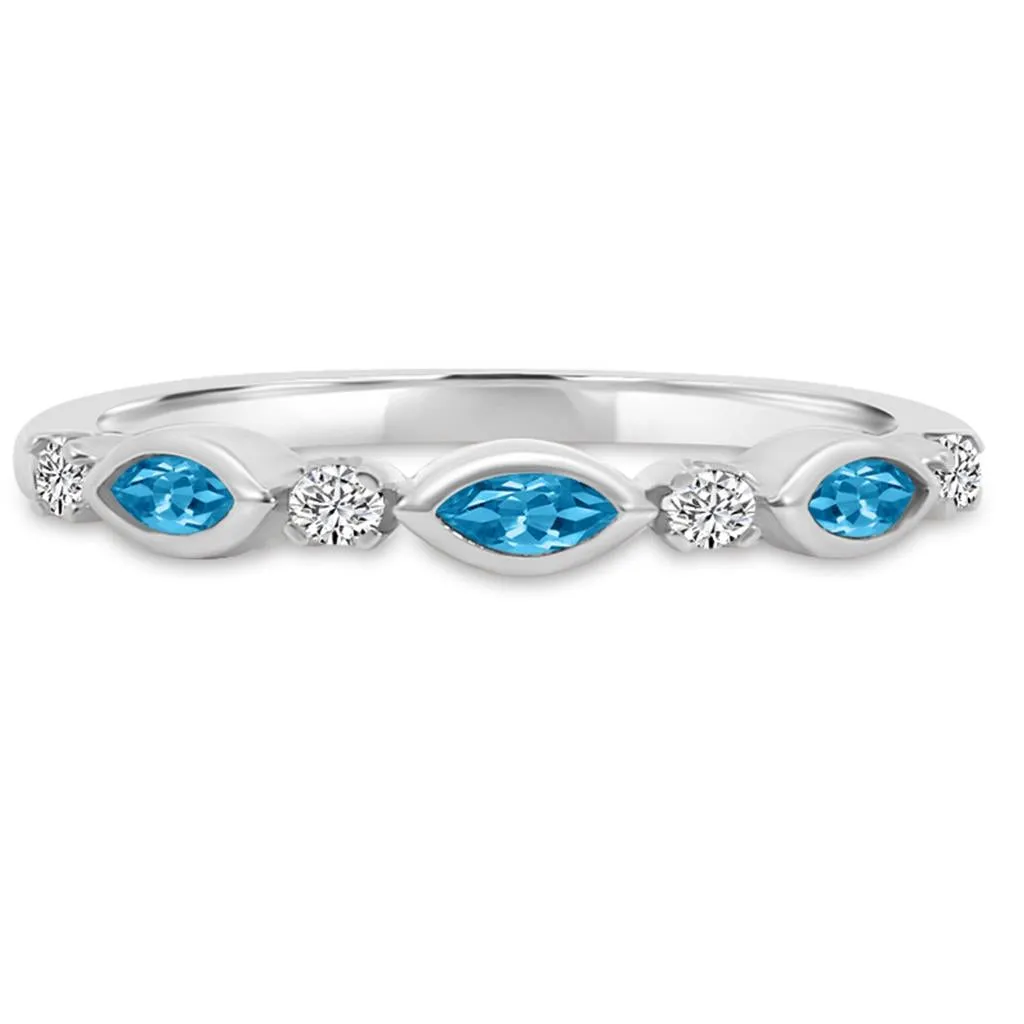 10K White Gold Diamond and Blue Topaz Ring M13R2353V0910-BT