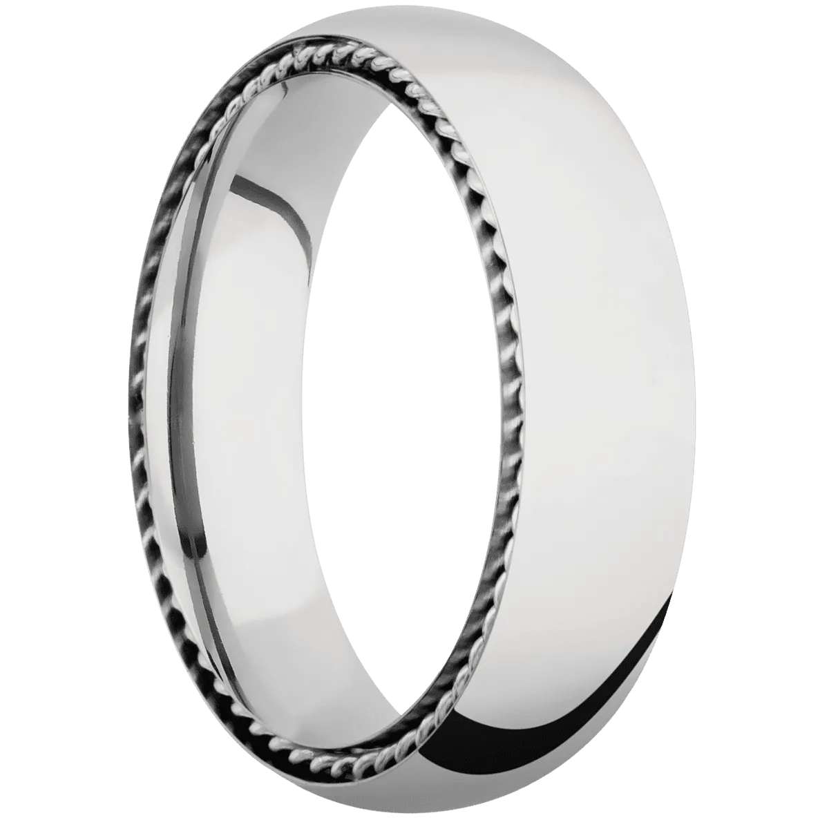 14K White Gold with Polish Finish and 14K White Gold Inlay