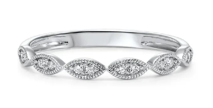 14K White Gold 0.10cttw Diamond Stackable Band