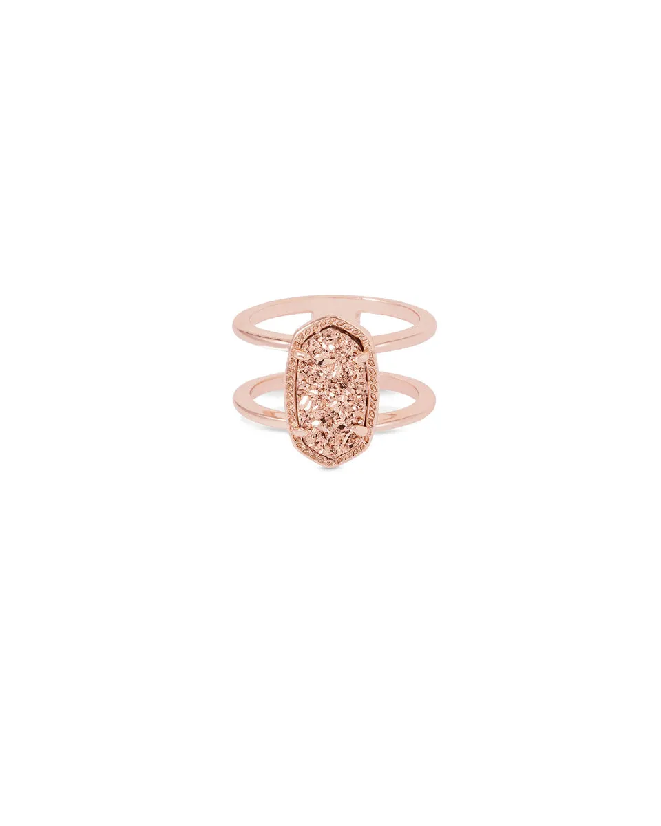 Elyse Rose Gold Plated Ring in Rose Gold Drusy Sz 6 by Kendra Scott