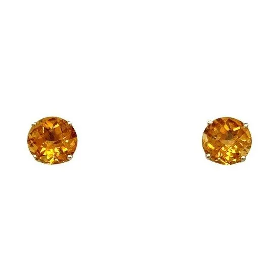 14K Yellow Gold 2.29cttw 7mm Citrine Earrings