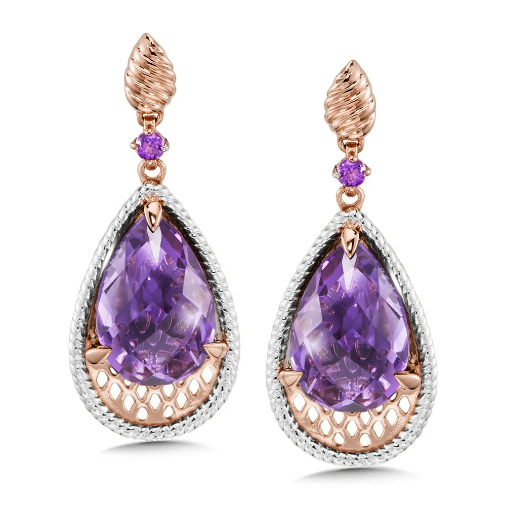 AMETHYST EARRINGS IN 14K ROSE/WHITE GOLD CGE144PW-AM