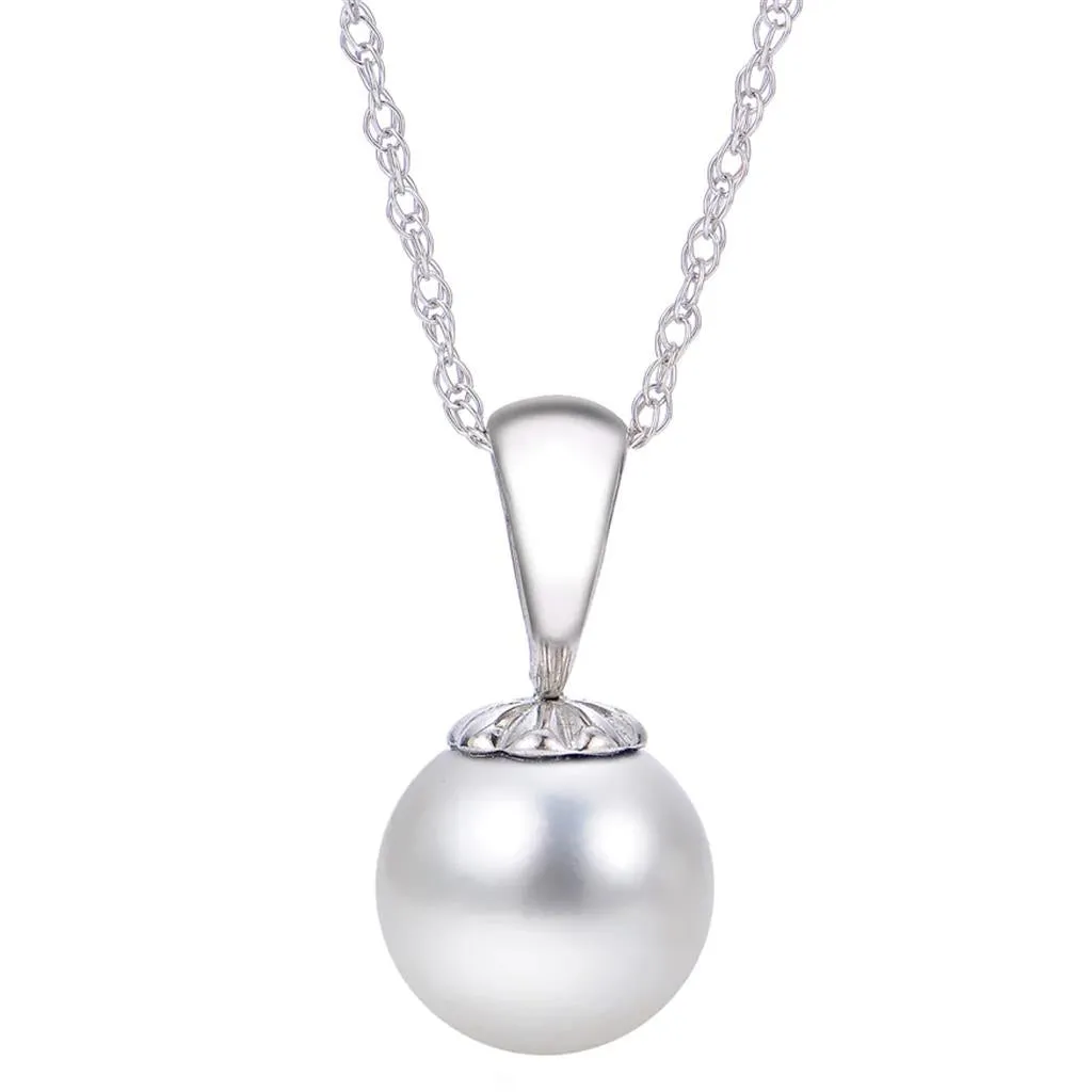 14K White Gold Akoya Pearl Pendant Necklace 986121/WHA18R