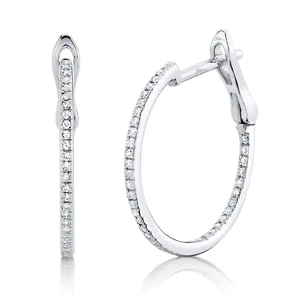 Shy Creation 14K White Gold Diamond Hoop Earrings SC55008414