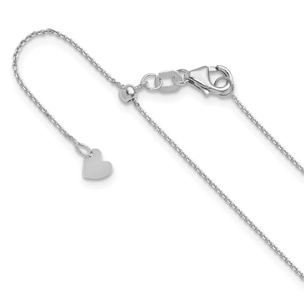 14K White Gold 1mm Diamond Cut Cable Chain 1217-22