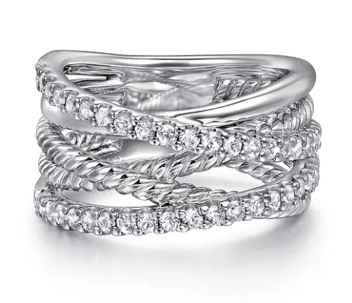Sterling Silver White Sapphire Hampton Twisted Ladies Ring
