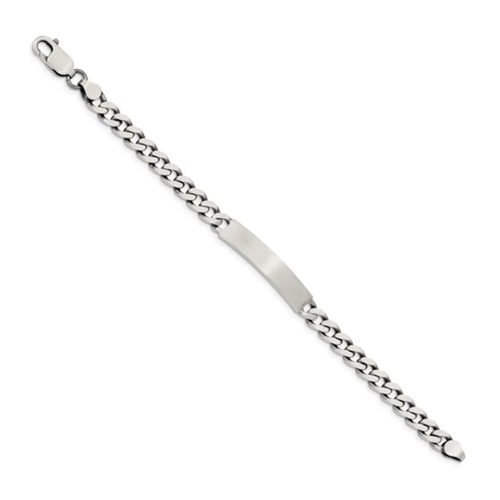 Sterling Silver Engravable Antiqued ID Bracelet QID119-7