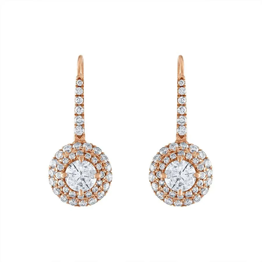 Diamond Drop Earrings, 1.10 Carat on Solid 18k Rose Gold E160RDIA