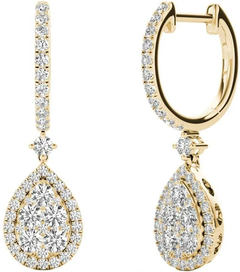 Diamond Earrings, 1.45 Carat Diamonds on 18k Yellow Gold E20240Y