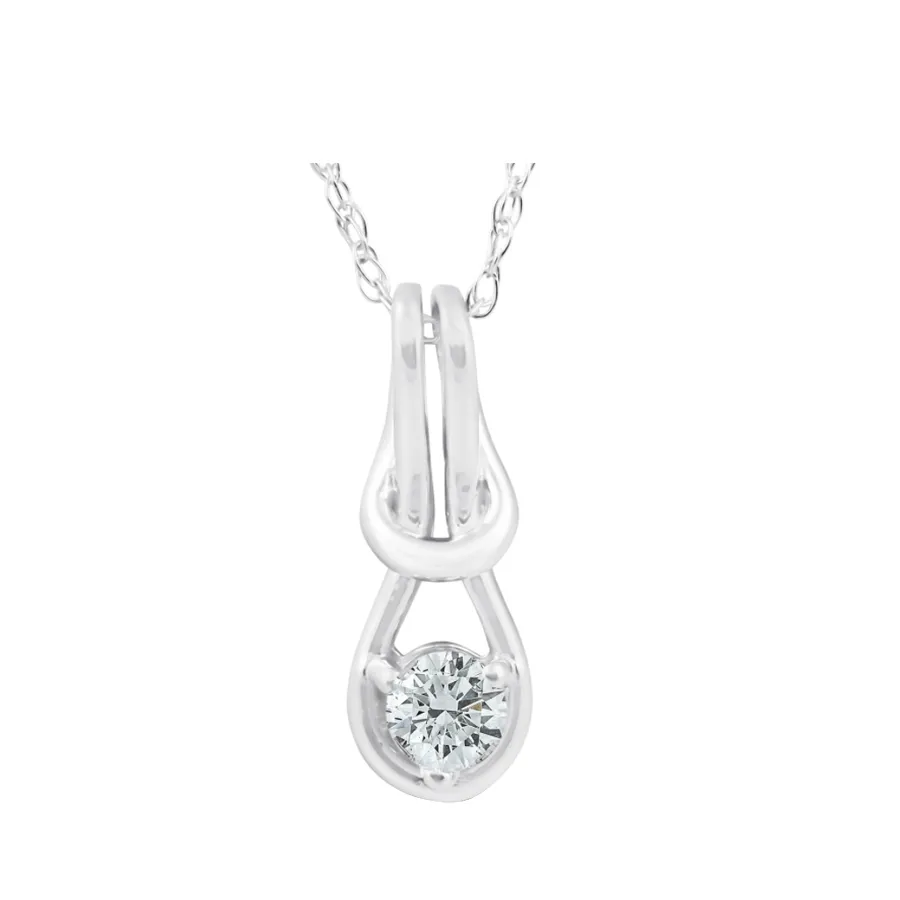 Diamond Knot Pendant, 0.08 Carat on 10k White Gold P008KN1W