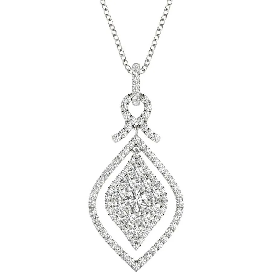 Diamond Pendant, .95 Carat on Solid 18k White Gold P21955W