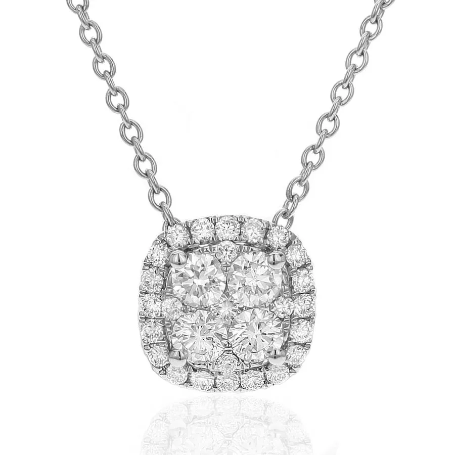 Diamond Pendant Necklace, 1.00 Carat on 18k White Gold 66414
