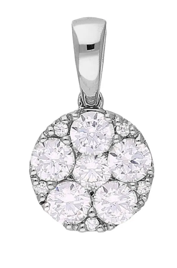 Diamond Round Pendant, 0.991 Carat on 14k White Gold PSV341W
