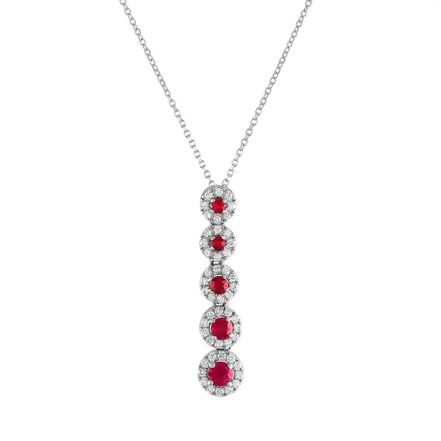Diamond Ruby Pendant on Solid 18k White Gold