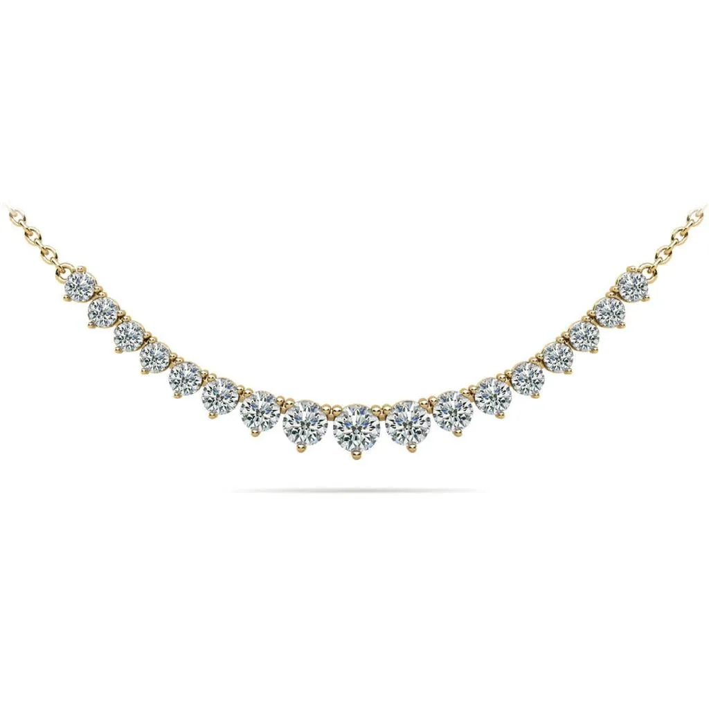 14K Yellow Gold 3ctw Curved Graduated Diamond Necklace N370C-1952