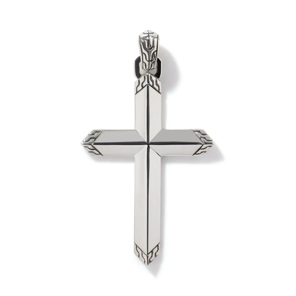 Carved Chain Silver Cross Pendant by John Hardy