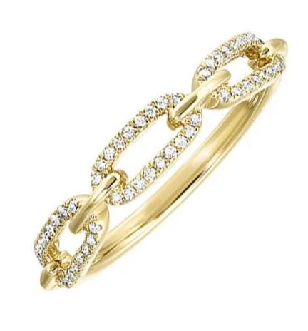10K Yellow Gold Diamond Paper Clip Ring