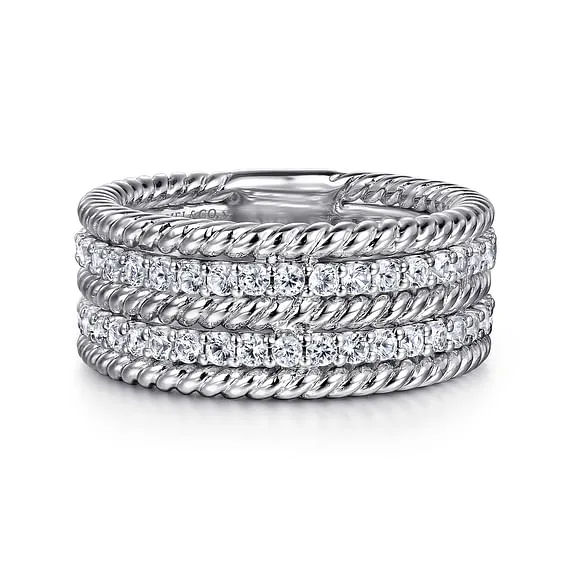 Sterling Silver White Sapphire Hampton Stackable Band Ladies Ring