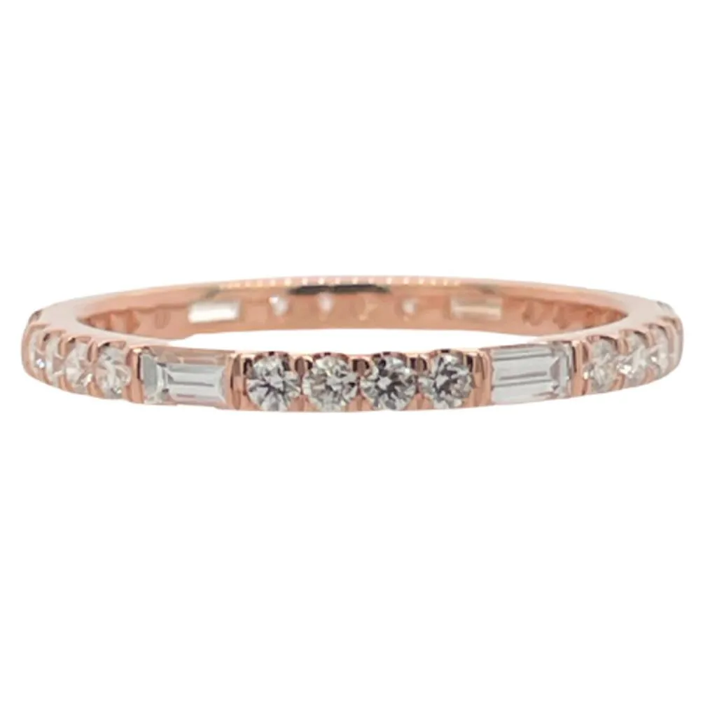 18K Rose Gold Round & Baguette Diamond Eternity Band AD1618R