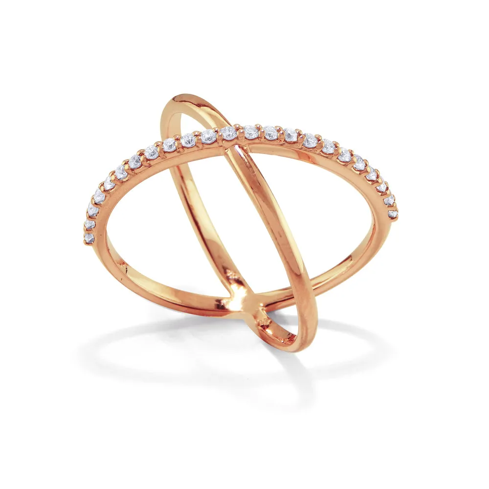 14K ROSE GOLD PAVE DIAMOND X BAND 0.26CTW 93176