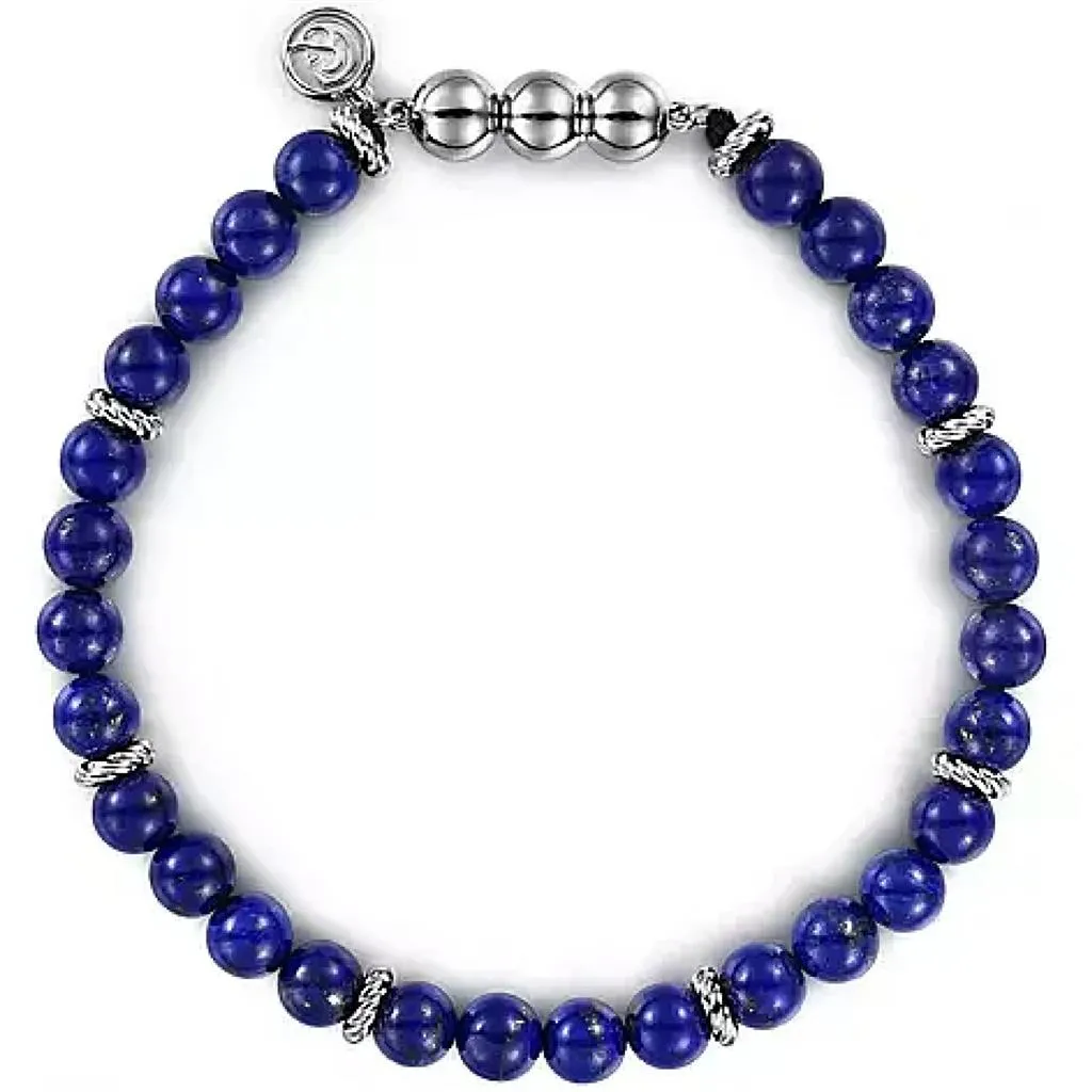 Gabriel & Co Sterling Silver Lapis Bujukan Beaded Bracelet TBM4533SVJLP