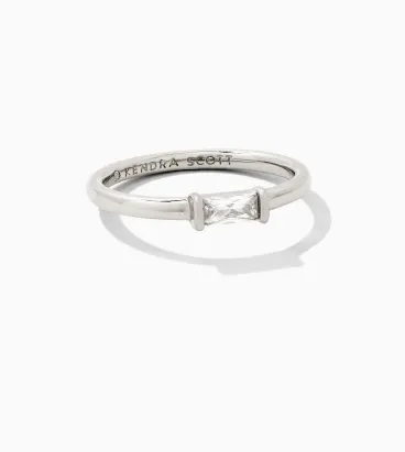 Juliette Silver Plated Band Ring White Crystal Sz 6 by Kendra Scott