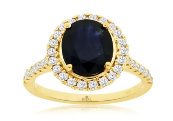14K Yellow Gold 2.90ct Sapphire & 0.60cttw Diamond Ring