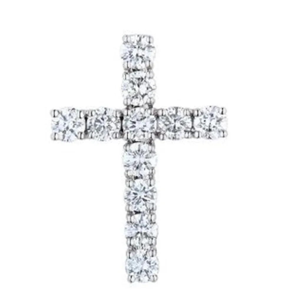 Lady's White 18 Karat Cross Pendant
