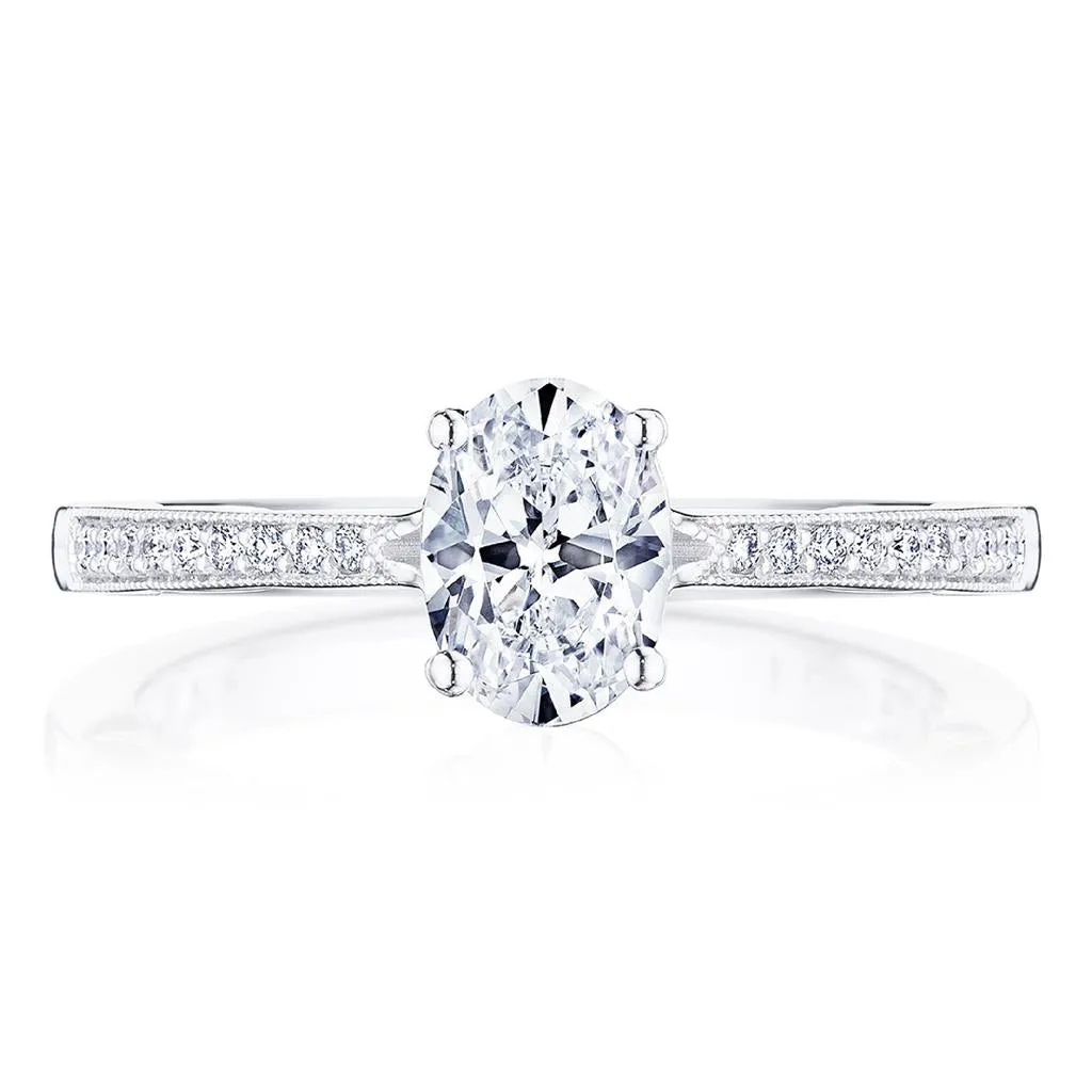 Tacori 14K White Gold Coastal Crescent Engagement Ring P102 OV 8x6 FW