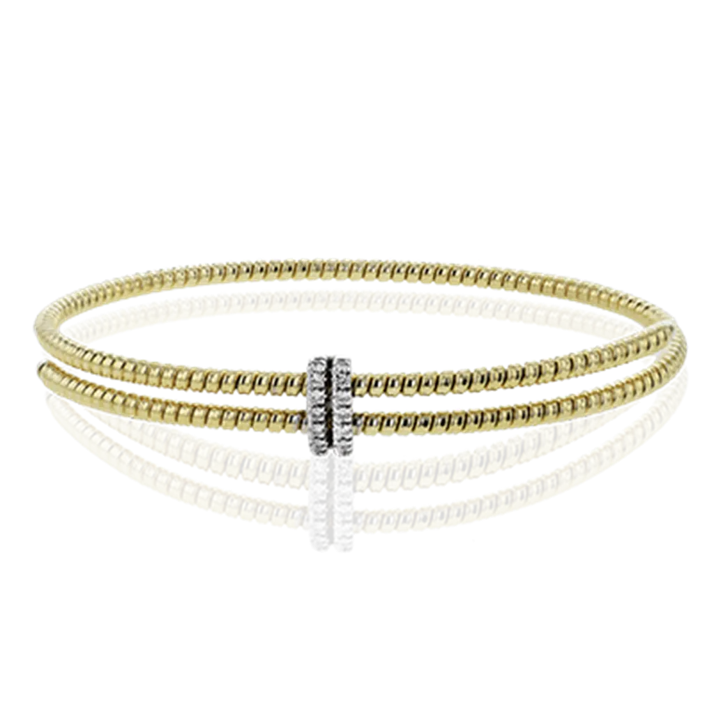 Lady's Two-Tone 18 Karat Beaded Bangle Bracelet