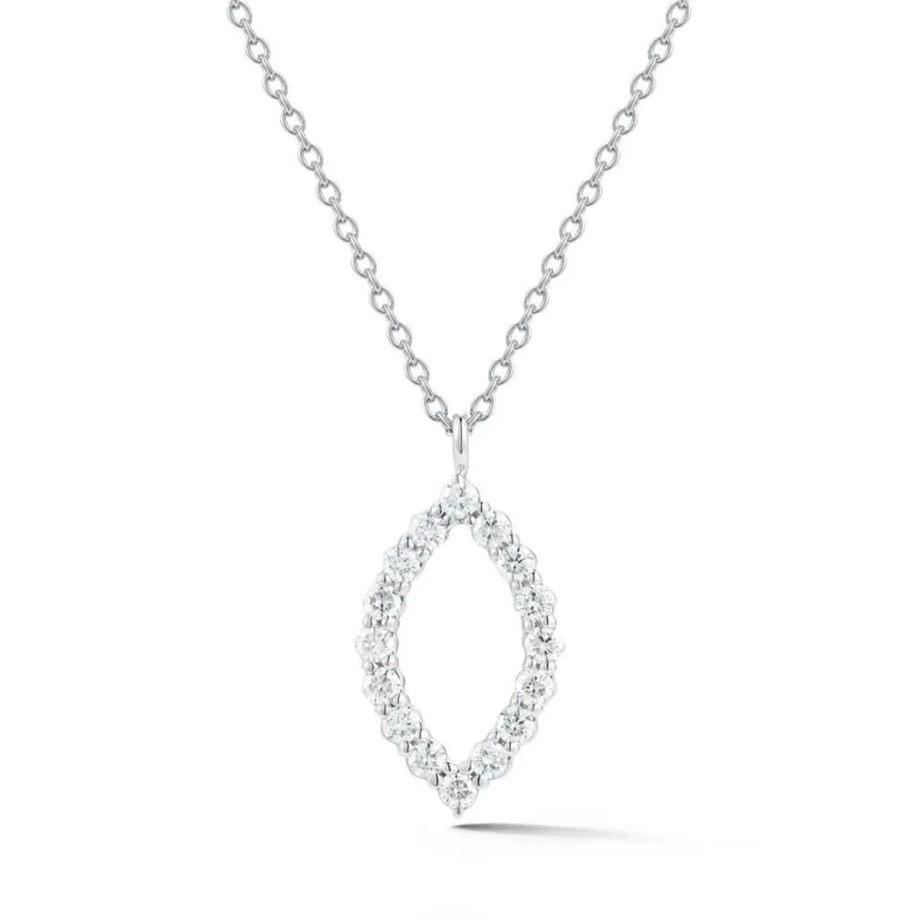 CW Signature 18K White Gold Marquise Shape Diamond Pendant P0349
