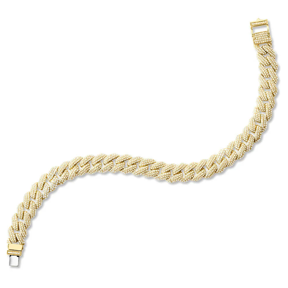 14K YELLOW GOLD CUBAN LINK-N-LOVE PAVE-SET DIAMOND BRACELET (3.00 CTW) LDD431-Y