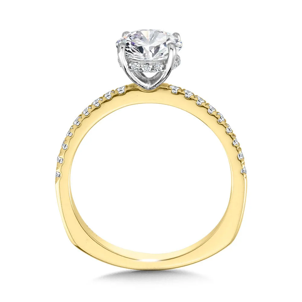 STRAIGHT HIDDEN HALO DIAMOND ENGAGEMENT RING R2239Y