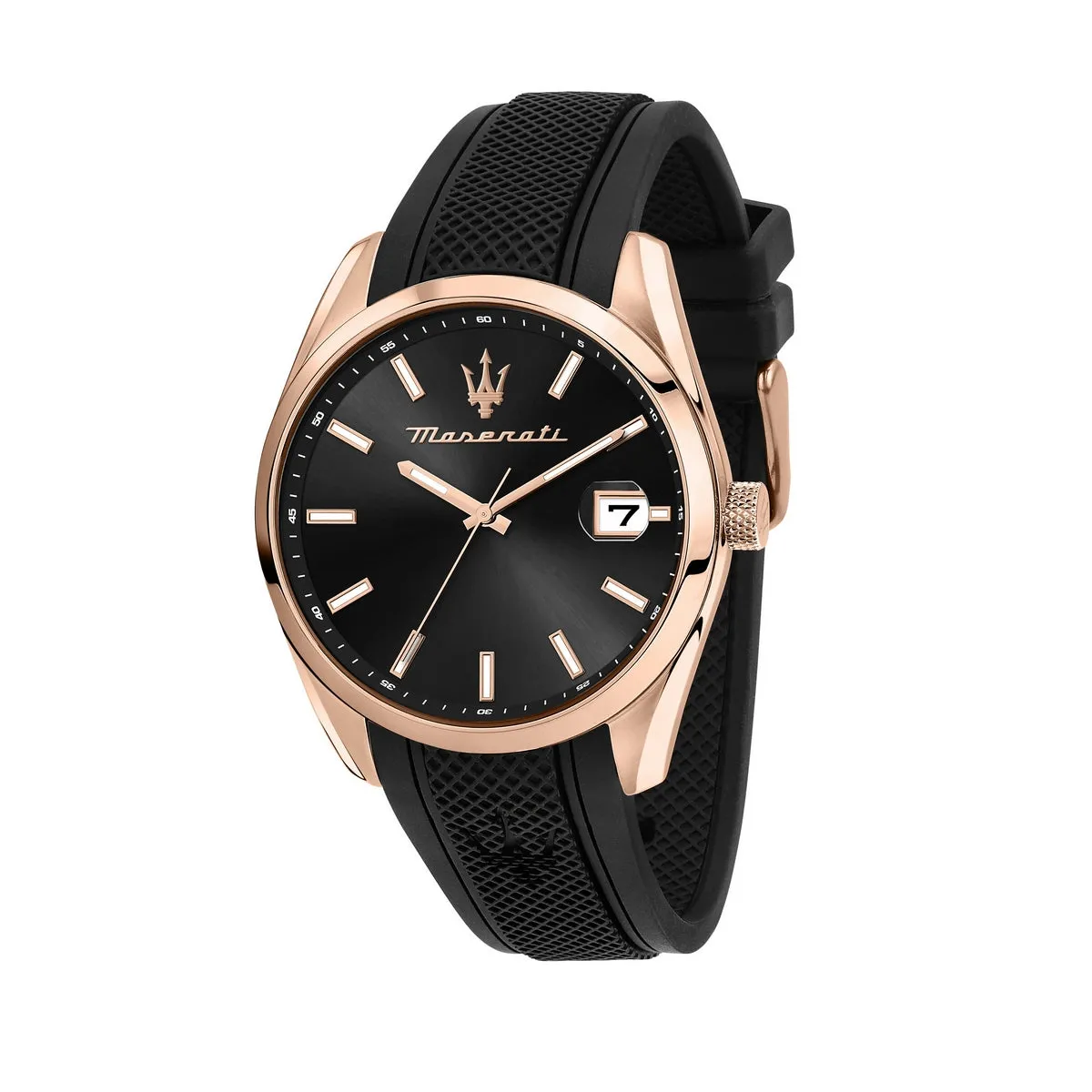 maserati attrazione 43mm 3h black dial blk st