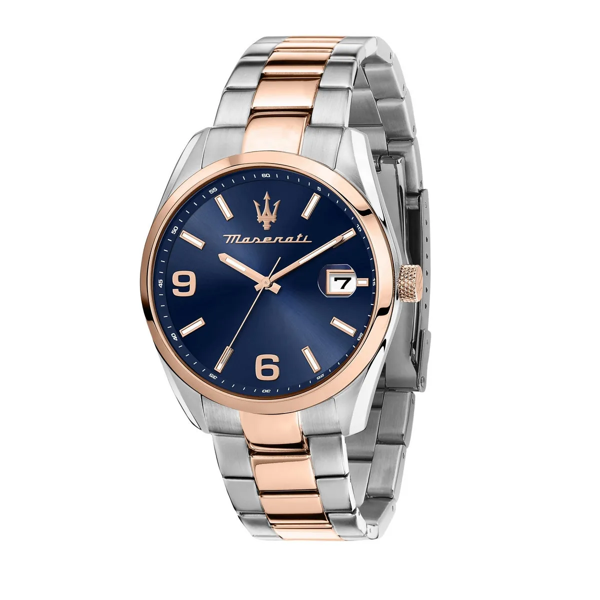 maserati attrazione 43mm 3h blue dial br ss+rg