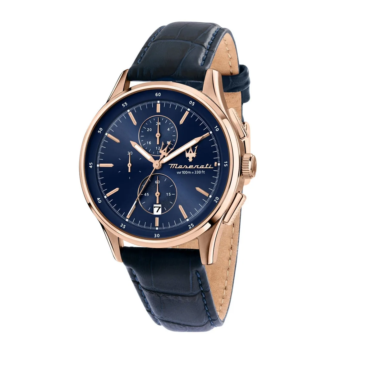maserati sorpa stainless steel 42mm chronograph blue dial blue strap